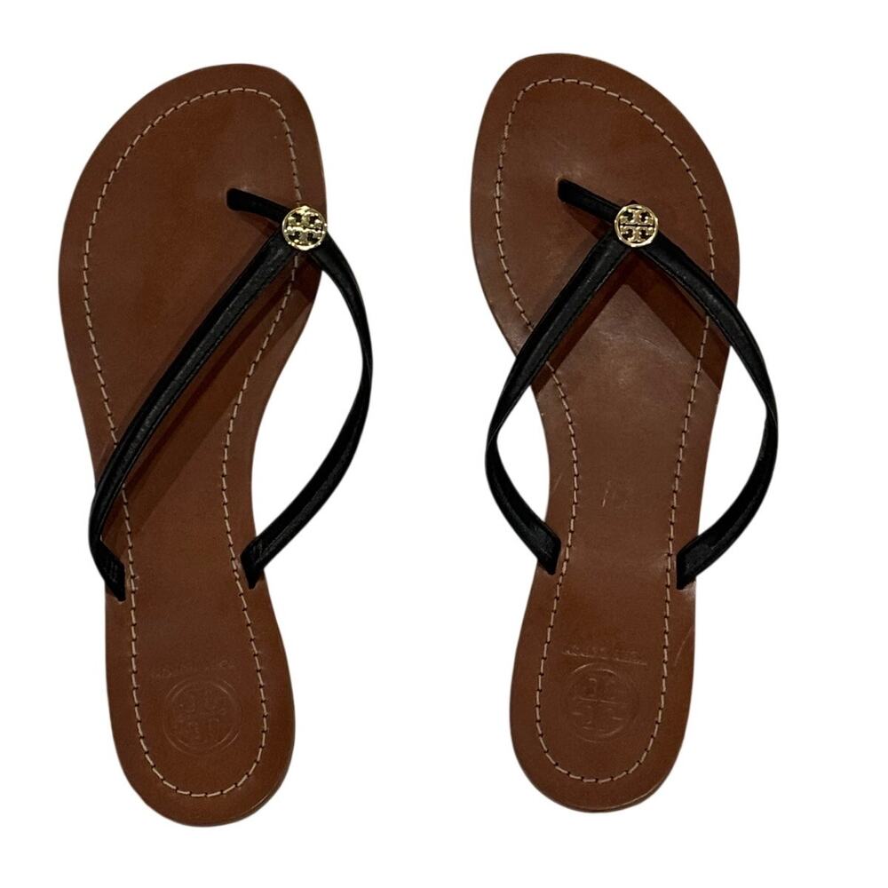 Tory Burch Miller Thong Sandal Lot 2 Pairs Womens 9 Black Silver Leather VGUC - Picture 3 of 16